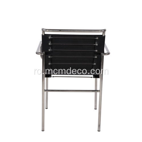 Scaun Roquebrune din piele neagră de design modern Eileen Grey